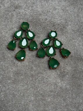 Anthropologie Green Teardrop Chandelier Earrings